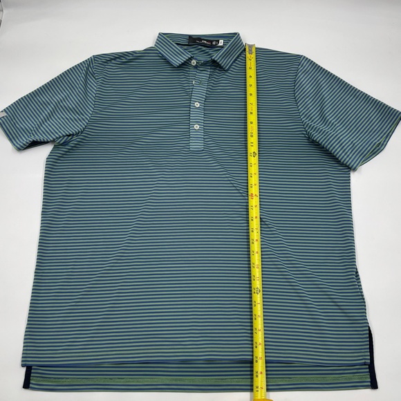 RLX Ralph‎ Lauren Men's XL Polyester Blue Green Striped Short Sleeve Polo - Picture 4 of 6